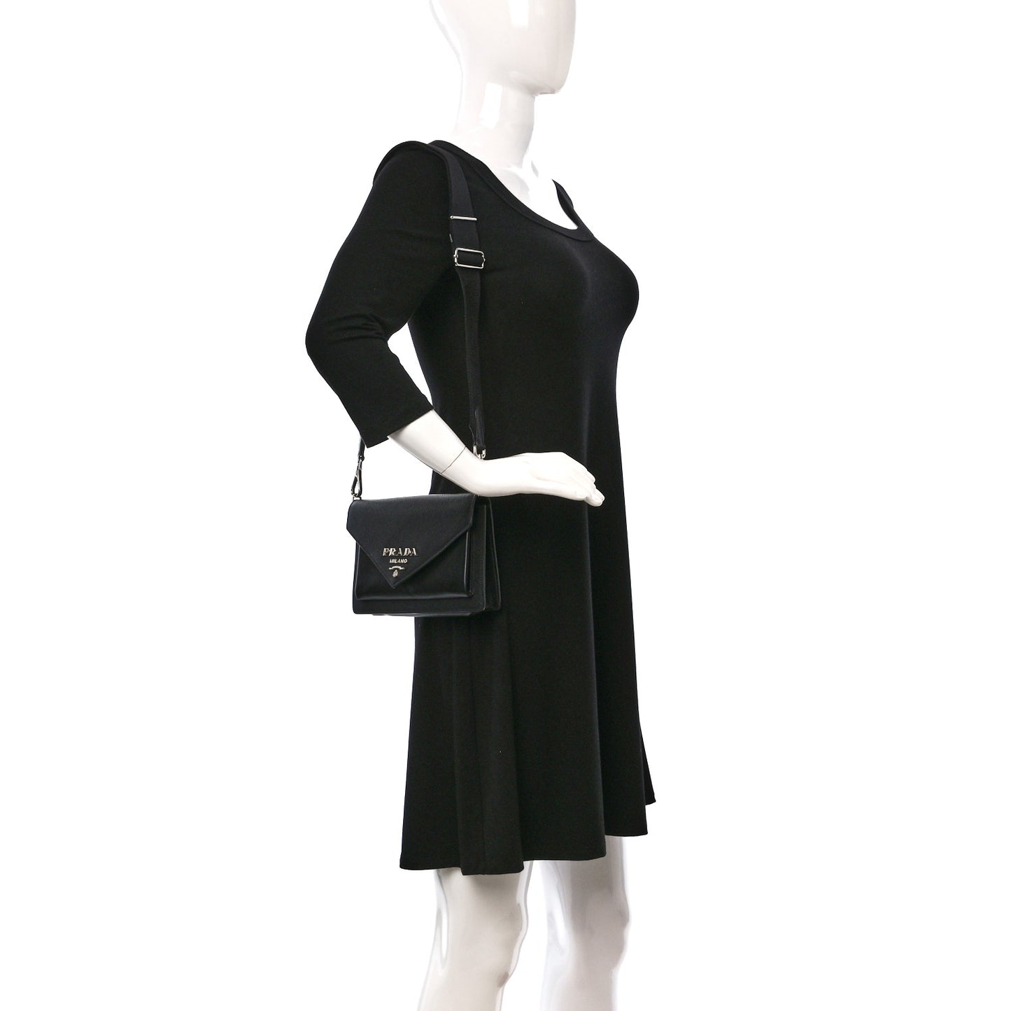 Saffiano City Calf Mini Envelope Bag Black