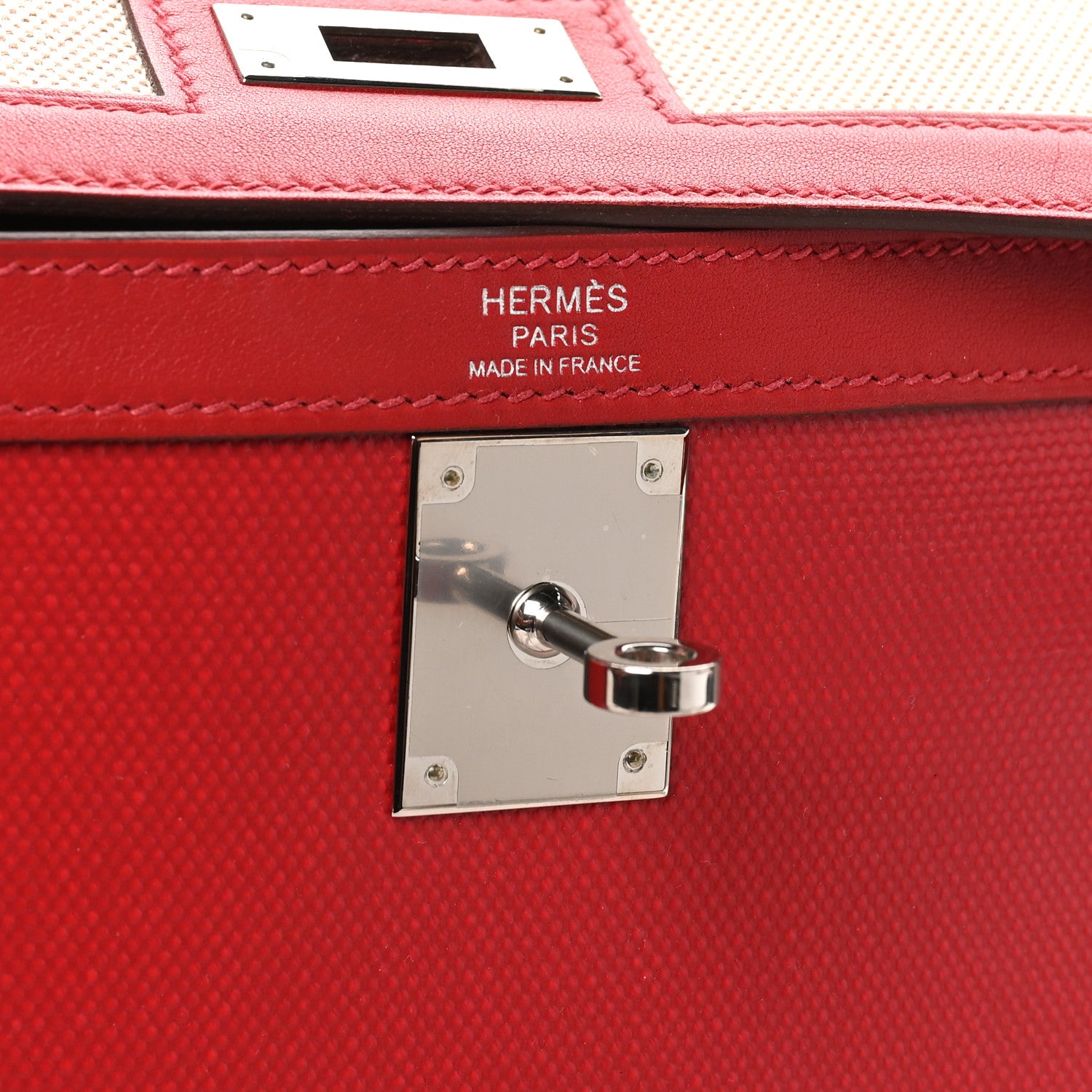 Hermes Berline Toile Swift Kelly Sellier 32 Rouge Piment Ecru Rouge Piment Ecru 6 of 10