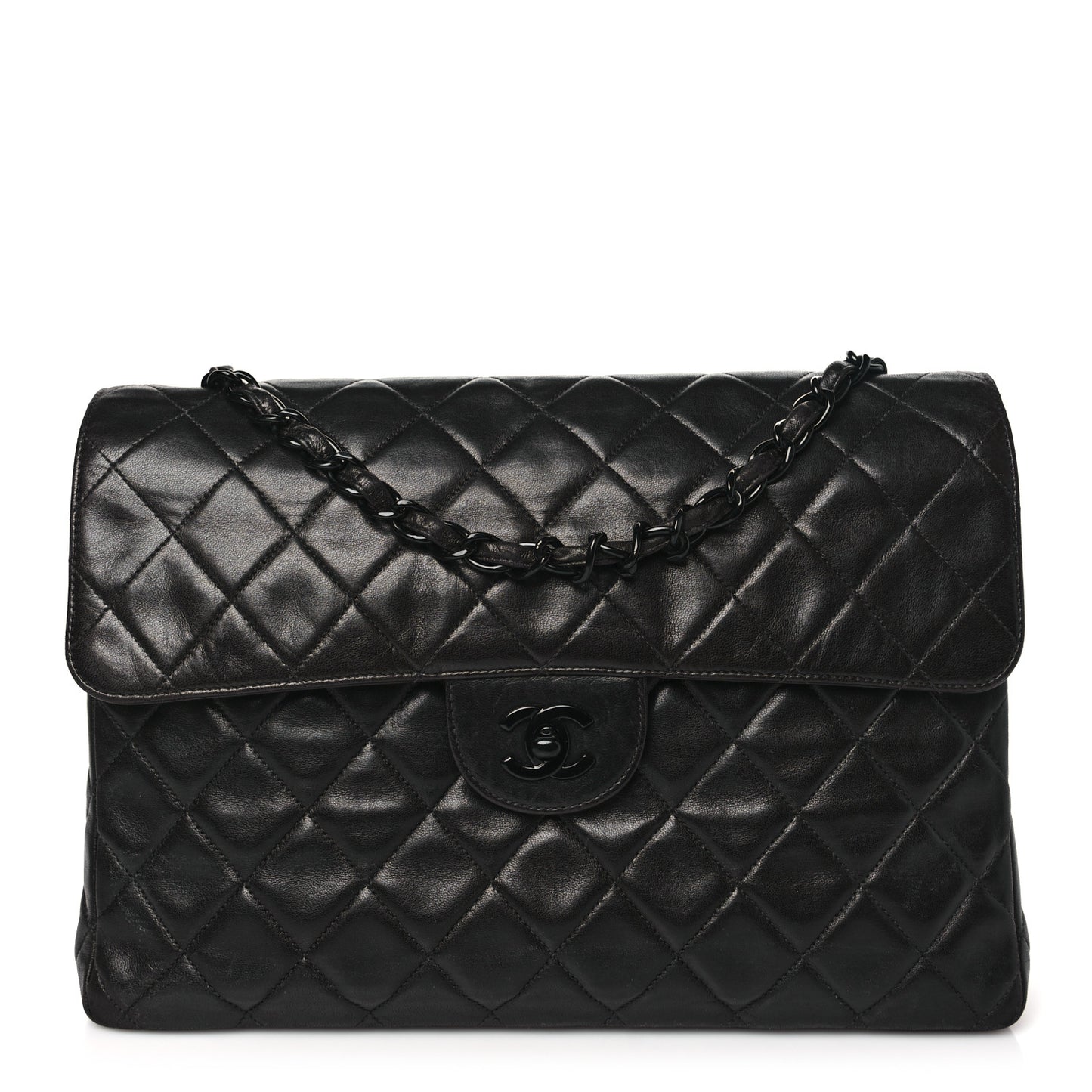 Lambskin Quilted Jumbo Single Flap So Black