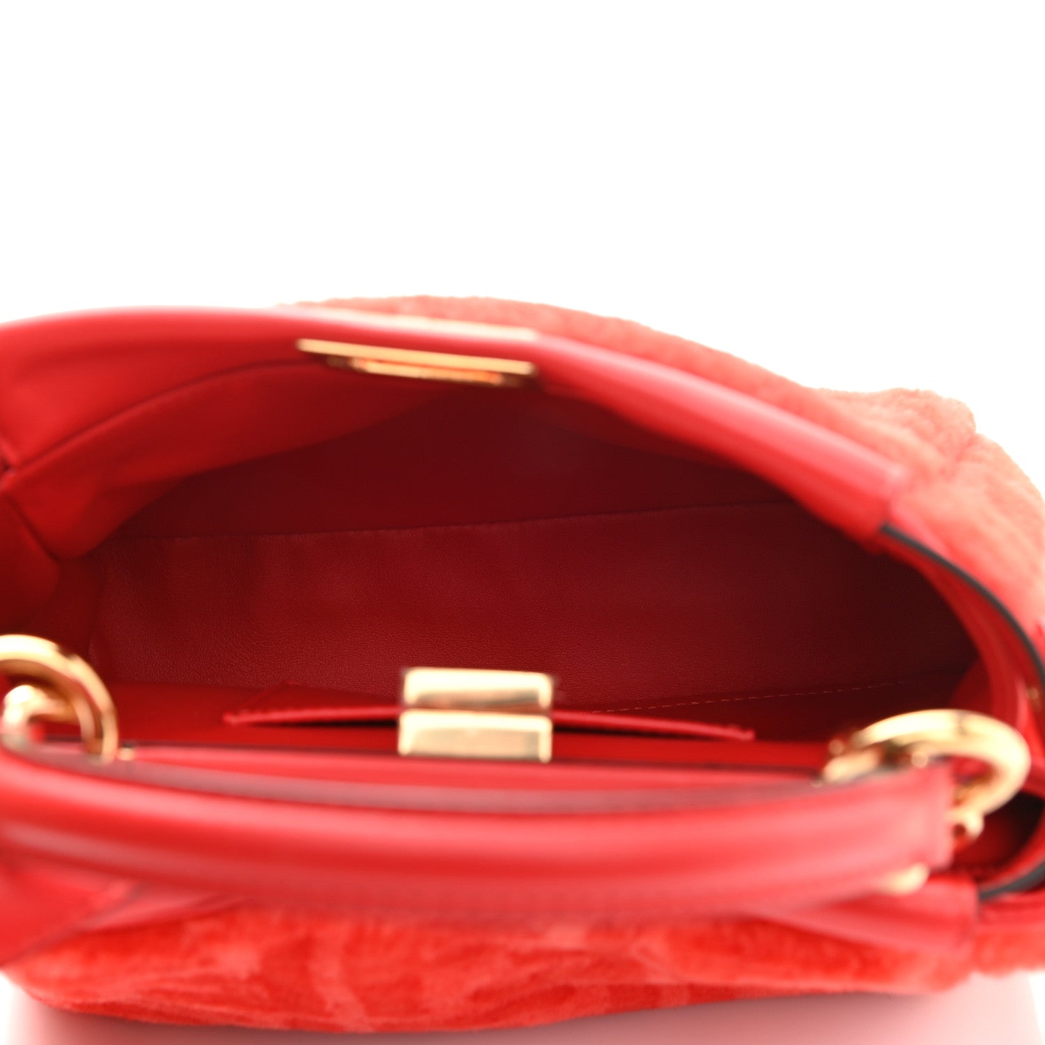 Fendi Shearling Nappa Macro FF 1974 Mini Peekaboo Iconic Satchel Tulipano Georgia Poppy 5 of 9