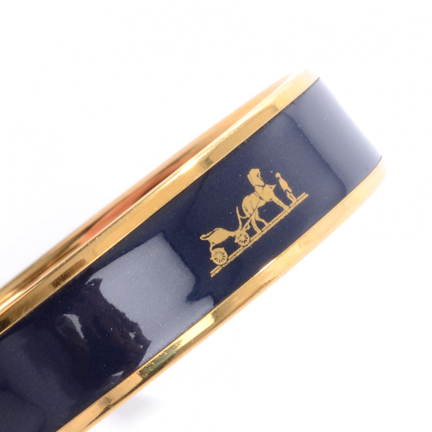 Hermes Enamel Wide Caleche Bracelet 65 Navy 5 of 5