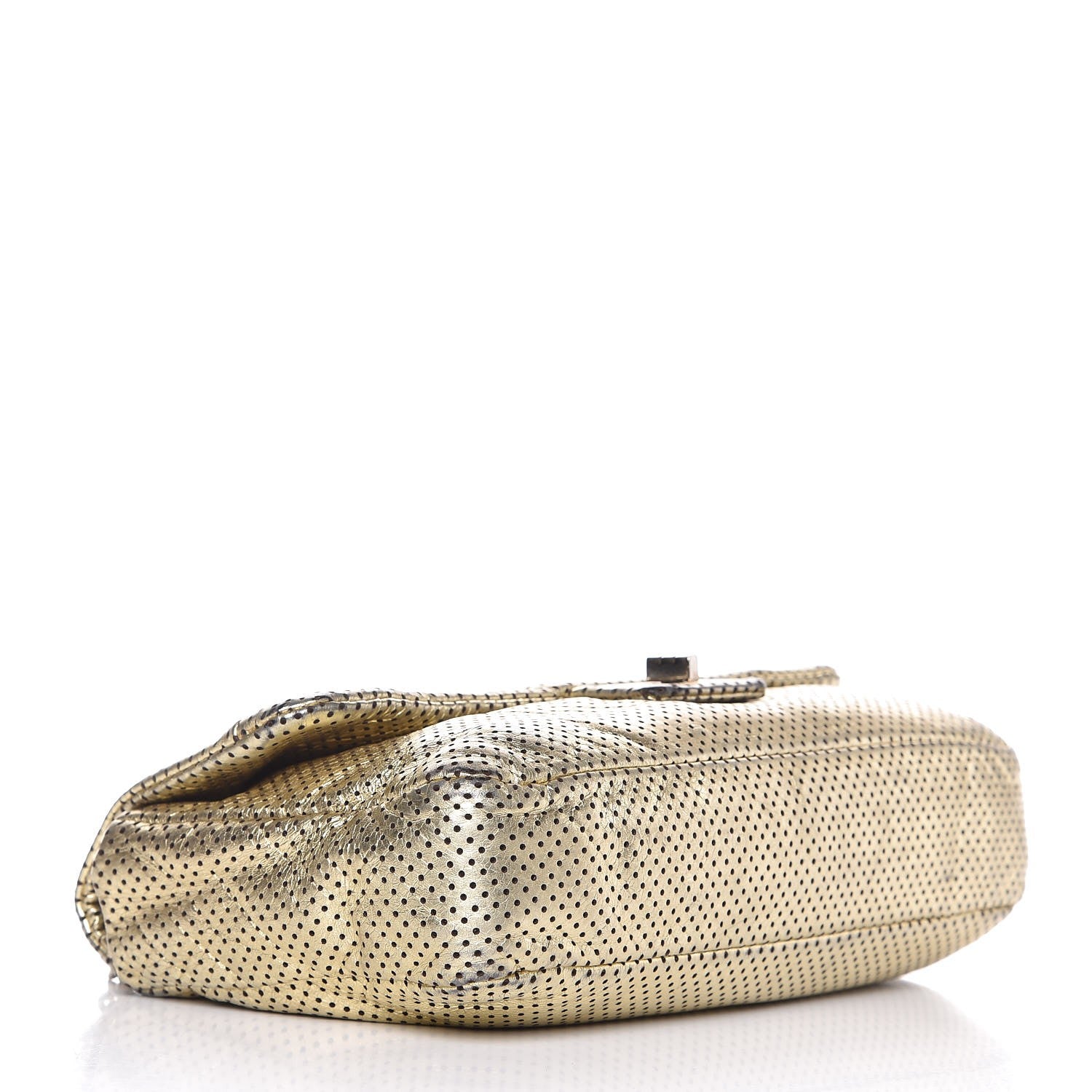 Chanel Metallic Crackled Calfskin Perforated Large Drill Flap Gold 4 of 7