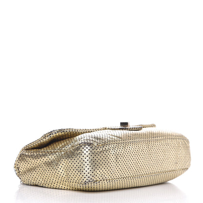 Chanel Metallic Crackled Calfskin Perforated Large Drill Flap Gold 4 of 7