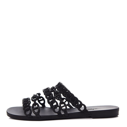 Hermes Rubber Chaine d'Ancre Nude Sandals 36 Black 1 of 10