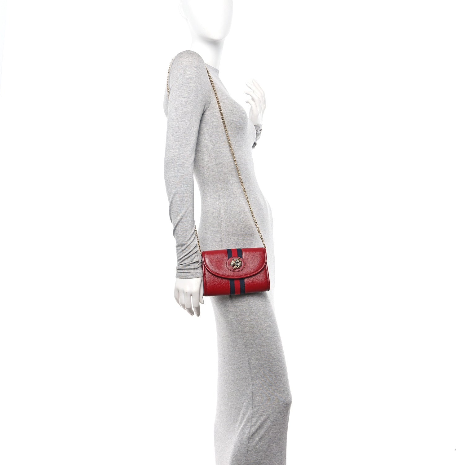 Gucci Textured Calfskin Web Mini Rajah Slim Flap Shoulder Bag Romantic Cherry 2 of 11