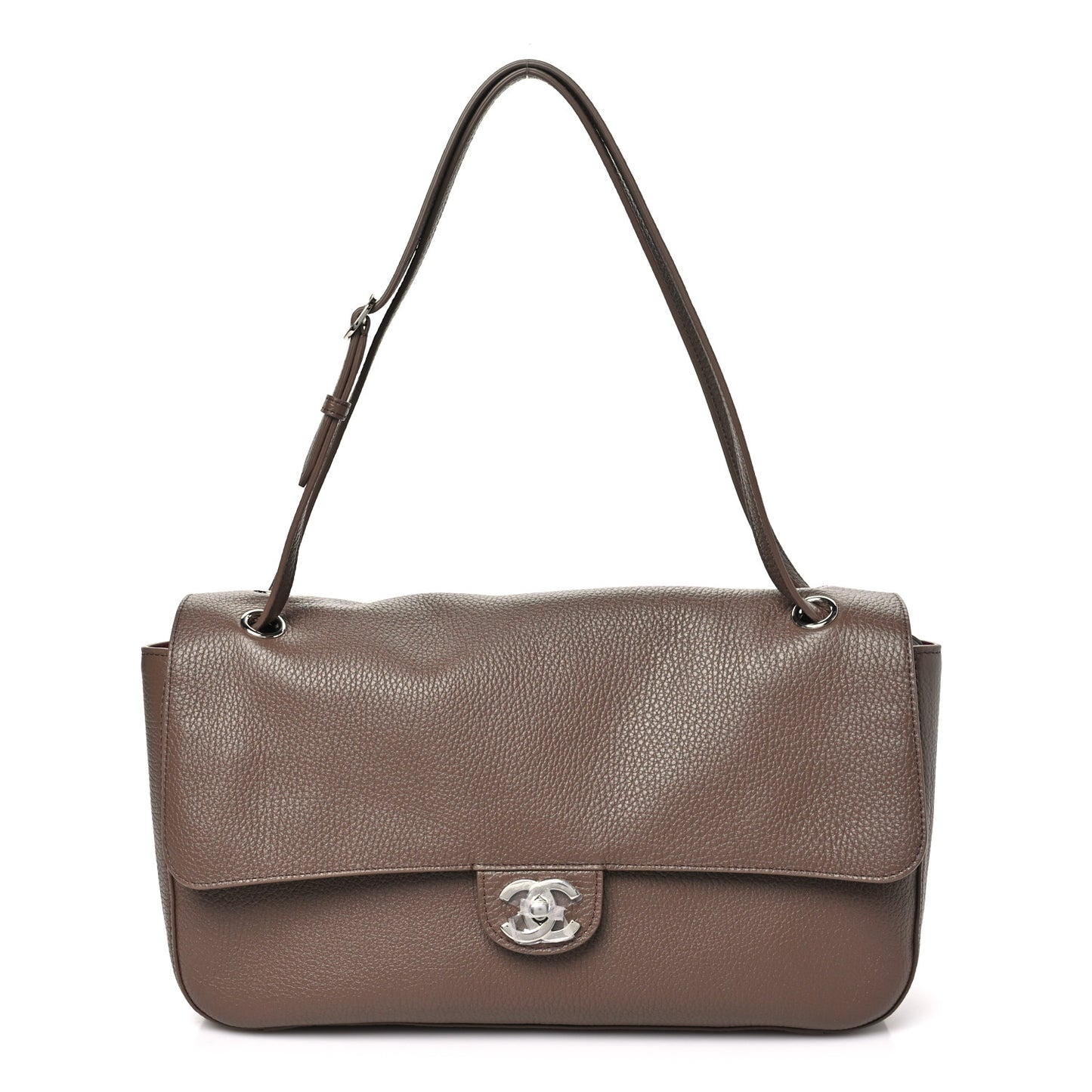 Grained Calfskin Small Souplissimo Maxi Flap Light Brown
