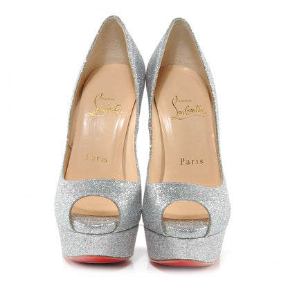 Christian Louboutin Mini Glitter Lady Peep 150 Pumps 35 Silver 2 of 6