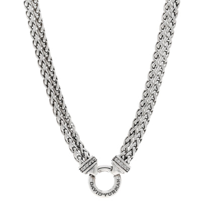 David Yurman Sterling Silver Diamond 18mm Double Wheat Chain Necklace 1 of 4