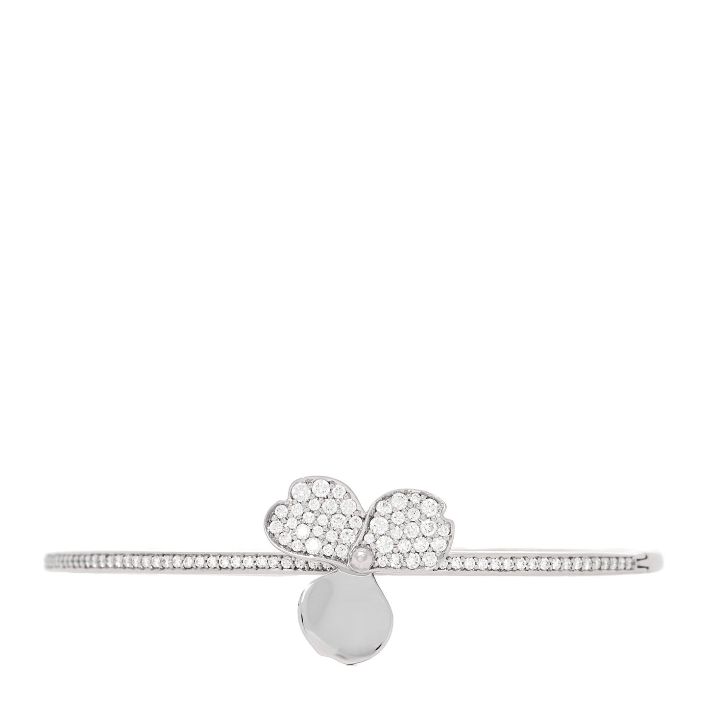 Platinum Diamond Paper Flowers Hinged Bangle Bracelet