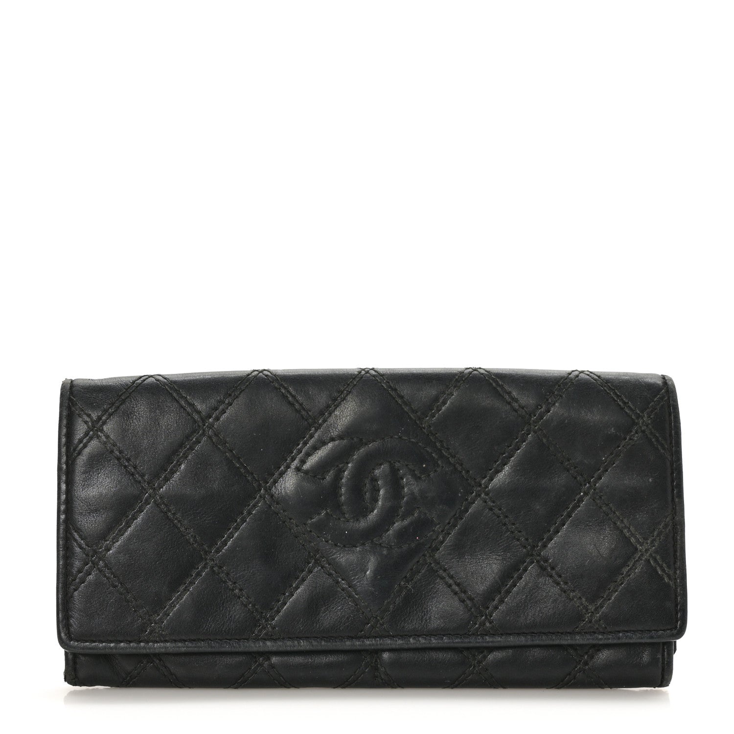 Chanel Lambskin Quilted Large Diamond CC Flap Wallet Black 1 of 9
