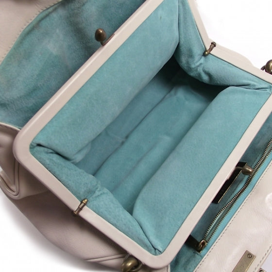 Leather Grace Kisslock Tote Linen