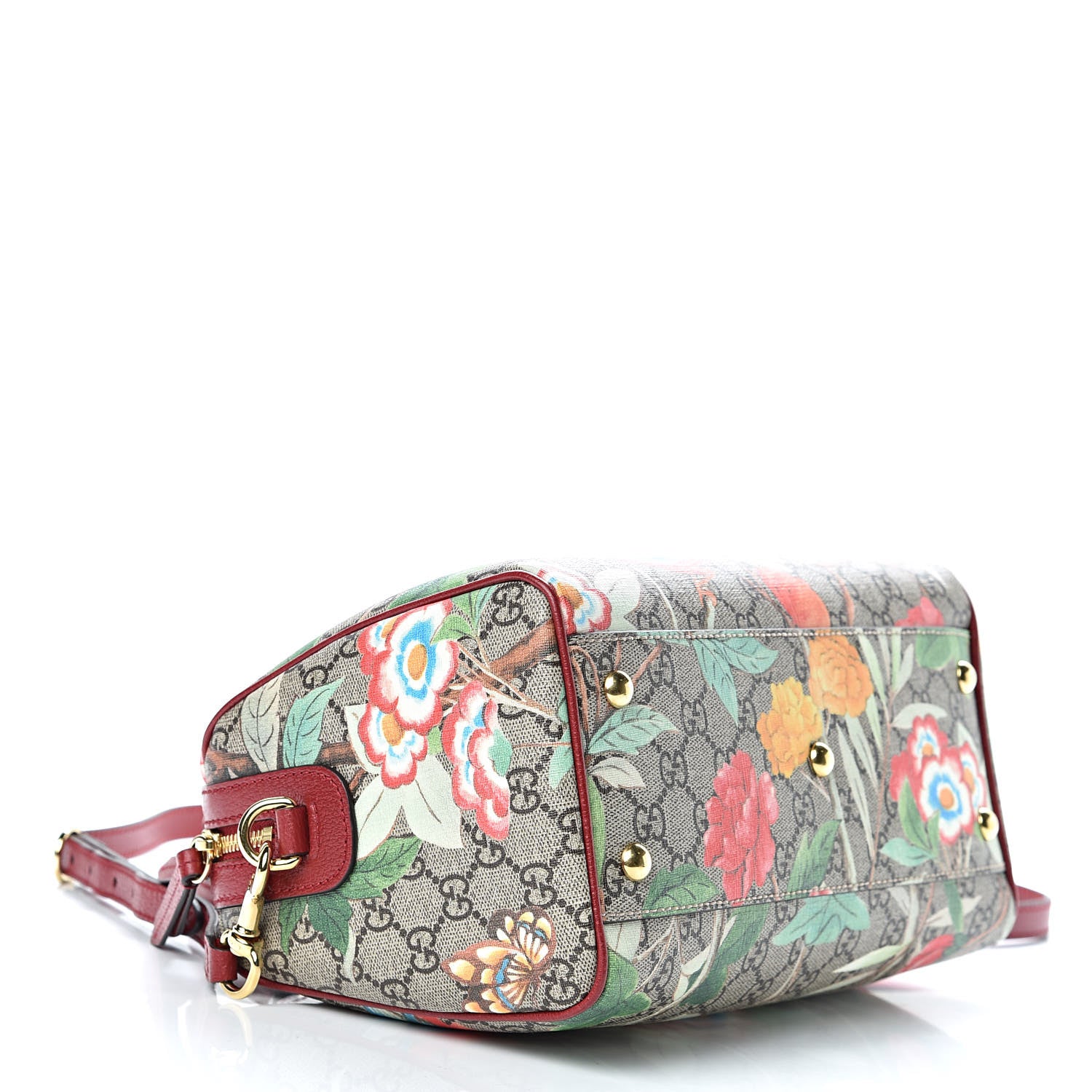 Gucci GG Supreme Monogram Tian Small Boston Beige Multicolor Red 4 of 10