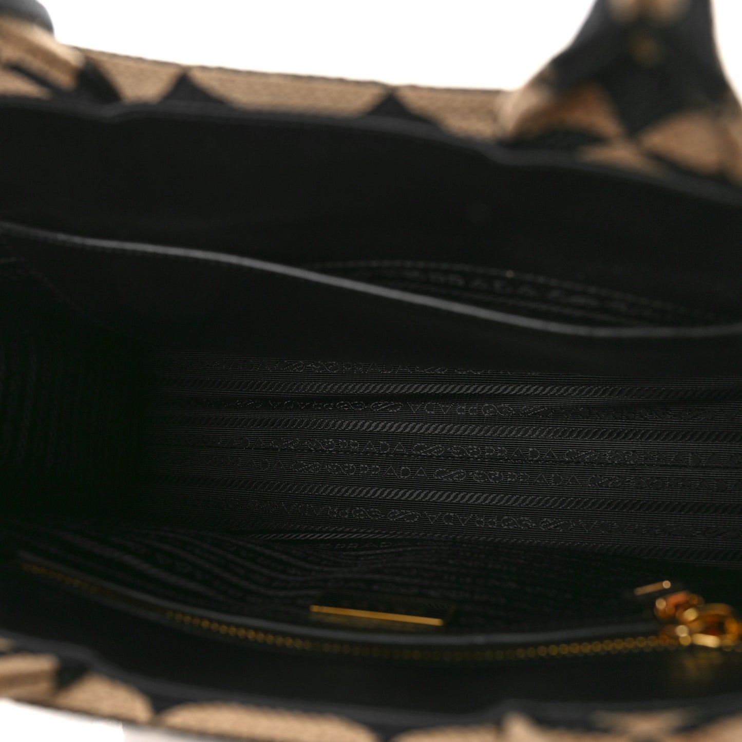 Jacquard Saffiano Triangolo Symbole Embroidered Small Tote Black Corda