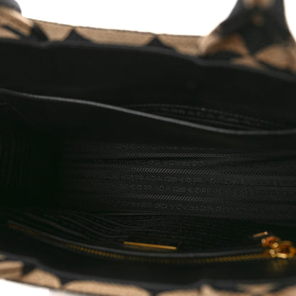 Prada Jacquard Saffiano Triangolo Symbole Embroidered Small Tote Black Corda 5 of 8