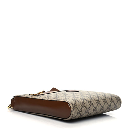 Gucci GG Supreme Monogram Azalea Calfskin Retro Interlocking G Flat Messenger Bag Beige Ebony Brown Sugar 3 of 8