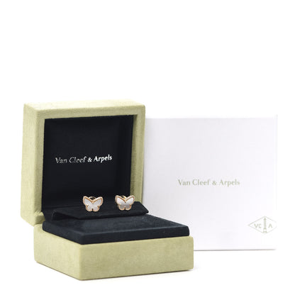Van Cleef & Arpels 18K Yellow Gold Mother of Pearl Sweet Alhambra Butterfly Earrings 7 of 7