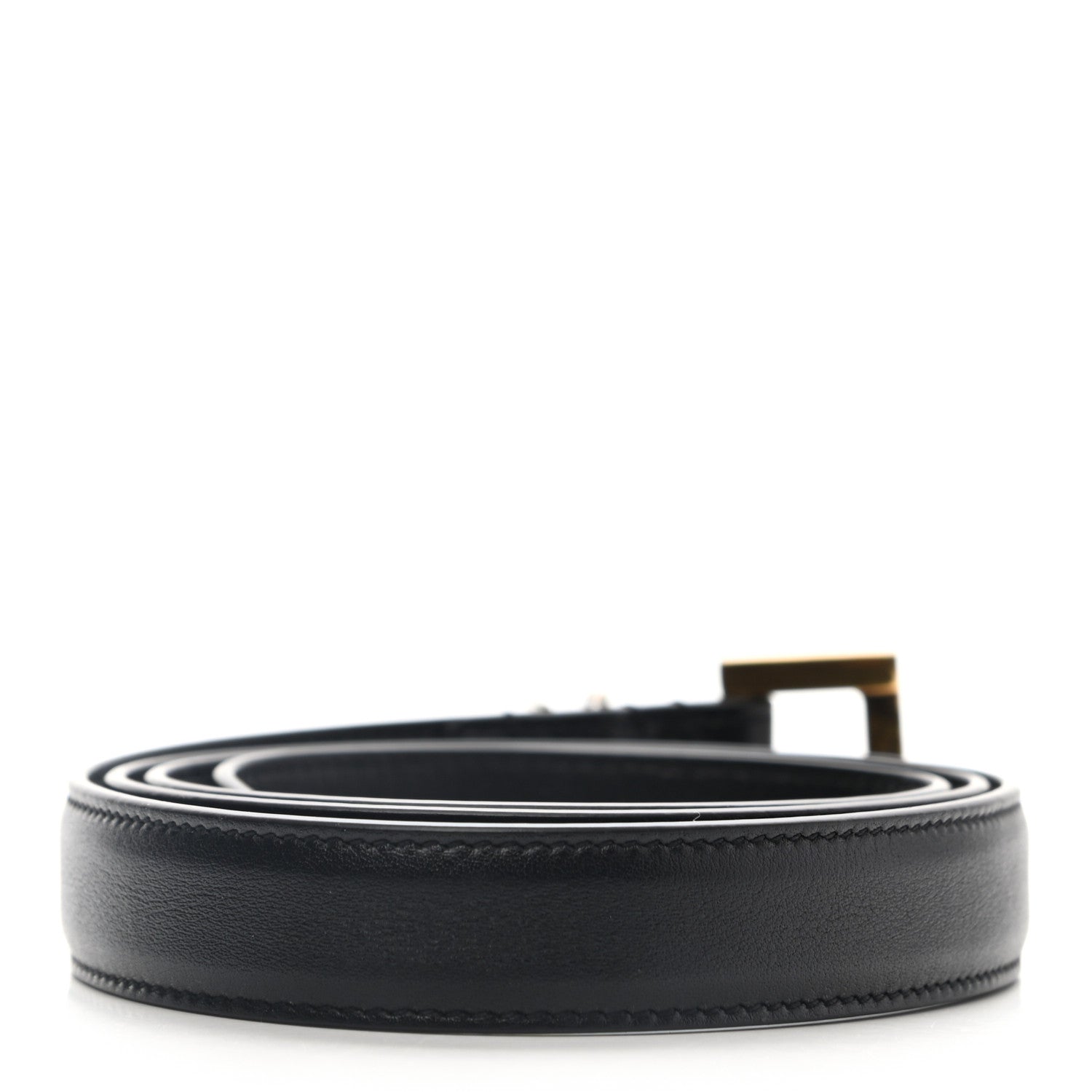 Saint Laurent Smooth Calfskin Monogram Square Buckle Belt 90 36 Black 2 of 7