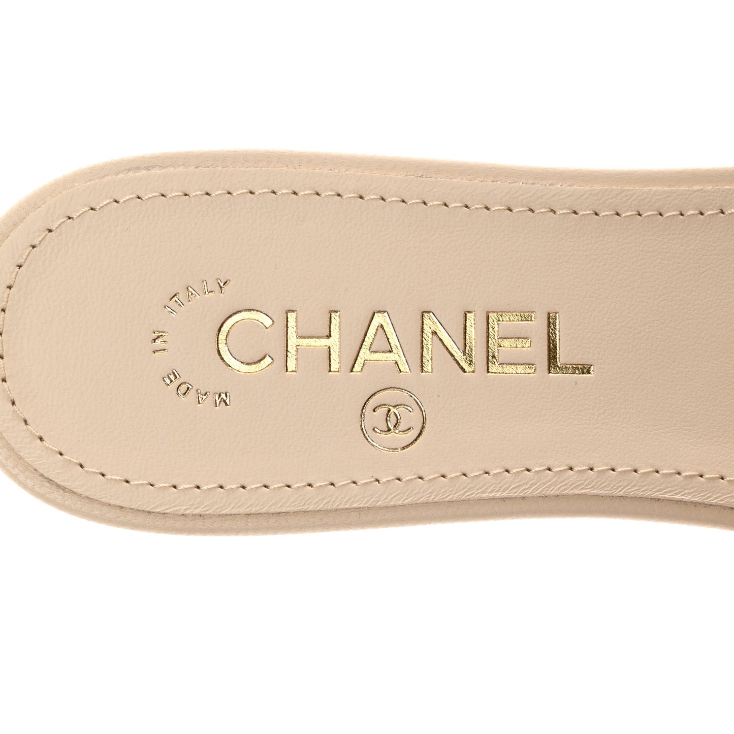 Lambskin Pearl Crystal CC Mules Sandals 39.5 Beige