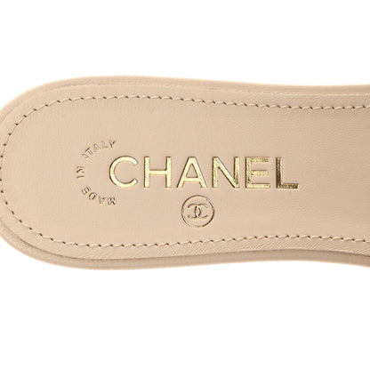 Chanel Lambskin Pearl Crystal CC Mules Sandals 39.5 Beige 10 of 11