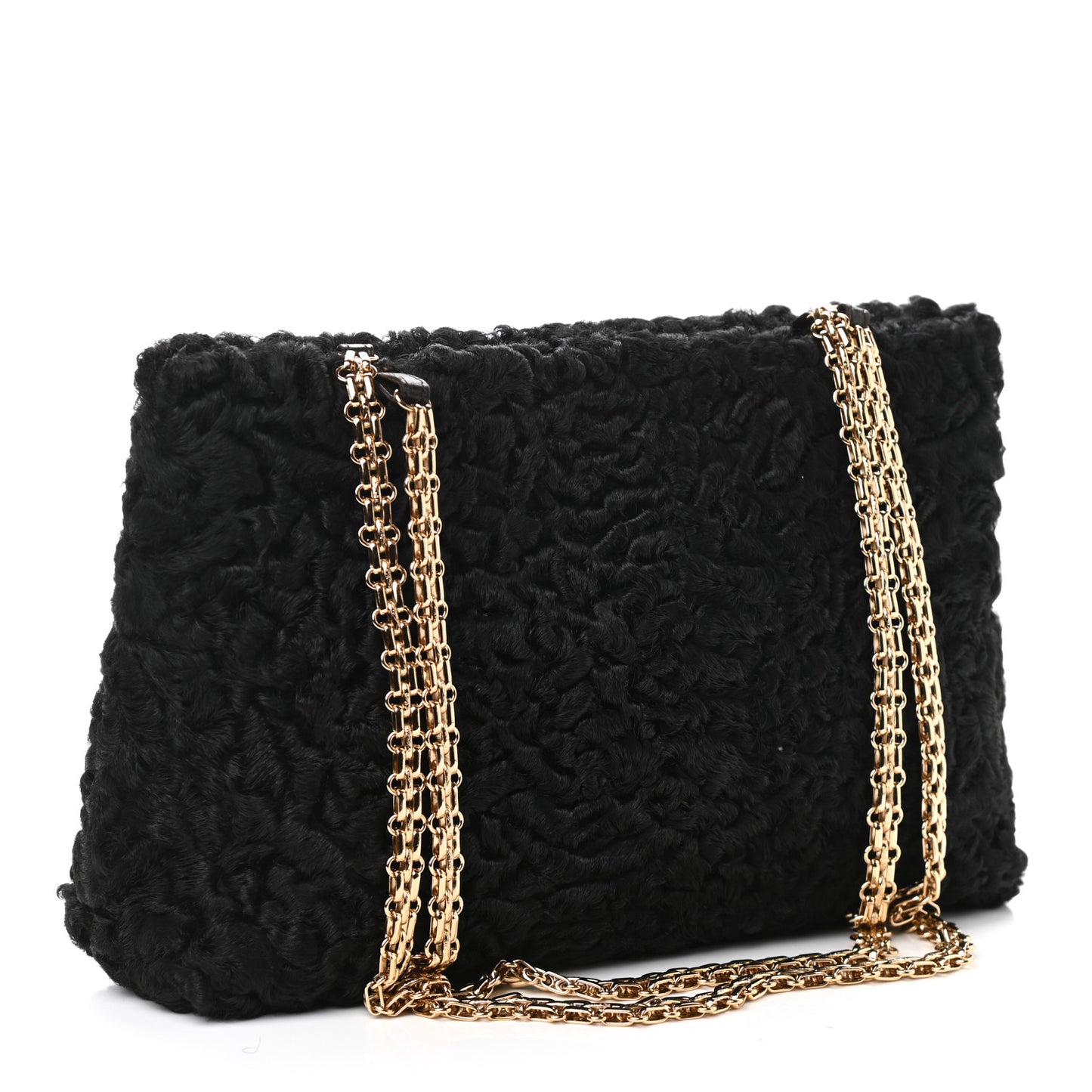 Persian Lamb Fur Shoulder Bag Black