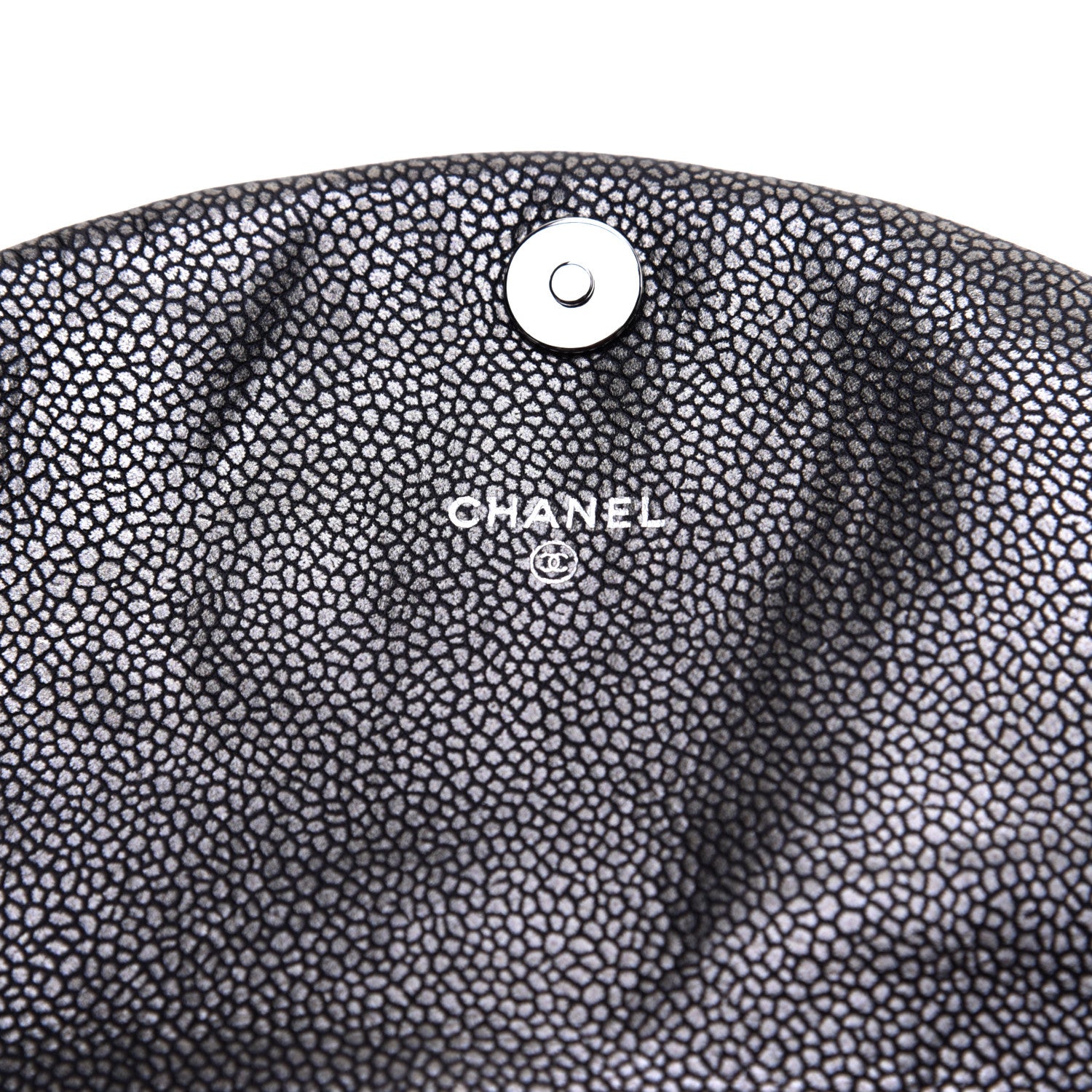 Chanel Metallic Caviar Half Moon Wallet On Chain WOC Dark Silver 10 of 12