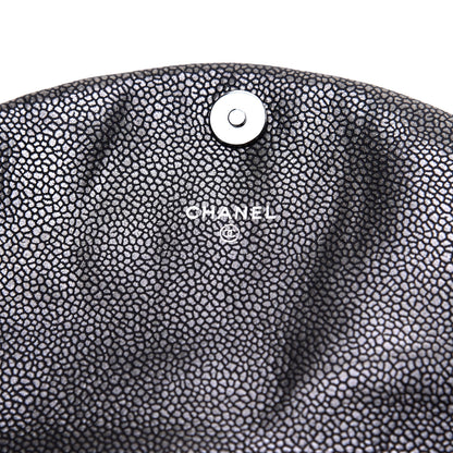 Chanel Metallic Caviar Half Moon Wallet On Chain WOC Dark Silver 10 of 12