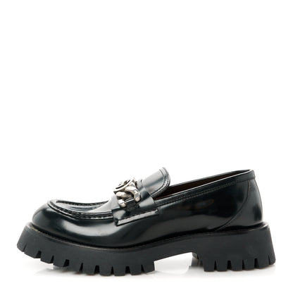 Gucci Cordovan Lux Womens Jeanne Platform Lug Sole 30/45mm Loafers 39 Black 1 of 9