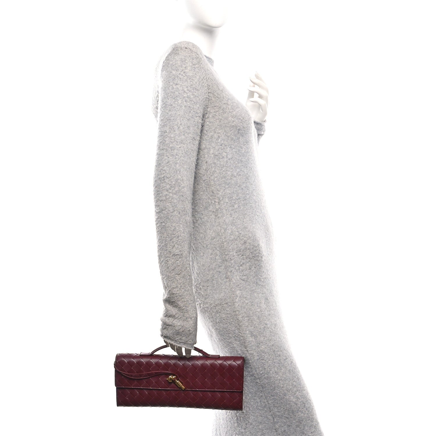 Bottega Veneta Nappa Intrecciato Long Andiamo Top Handle Clutch Barolo 2 of 10