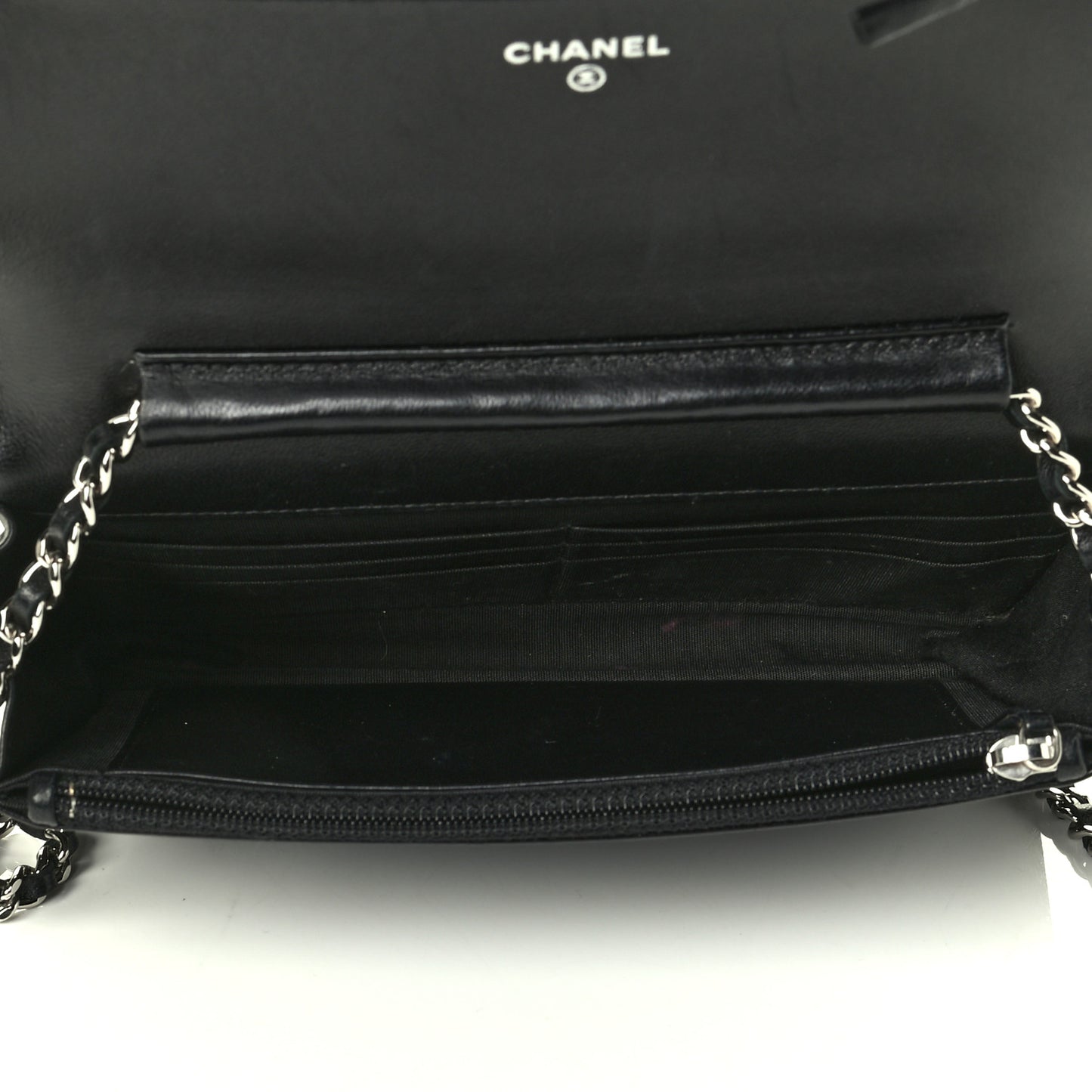 Calfskin Quilted Boy Wallet On Chain WOC Black
