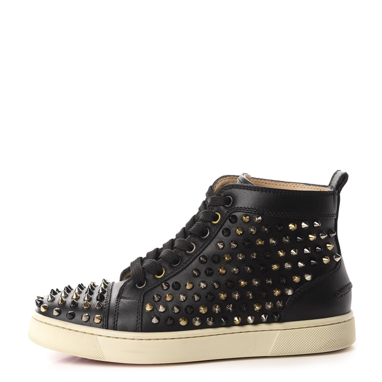 Calfskin Womens Louis Spikes Flat Sneakers 37 Black Multi