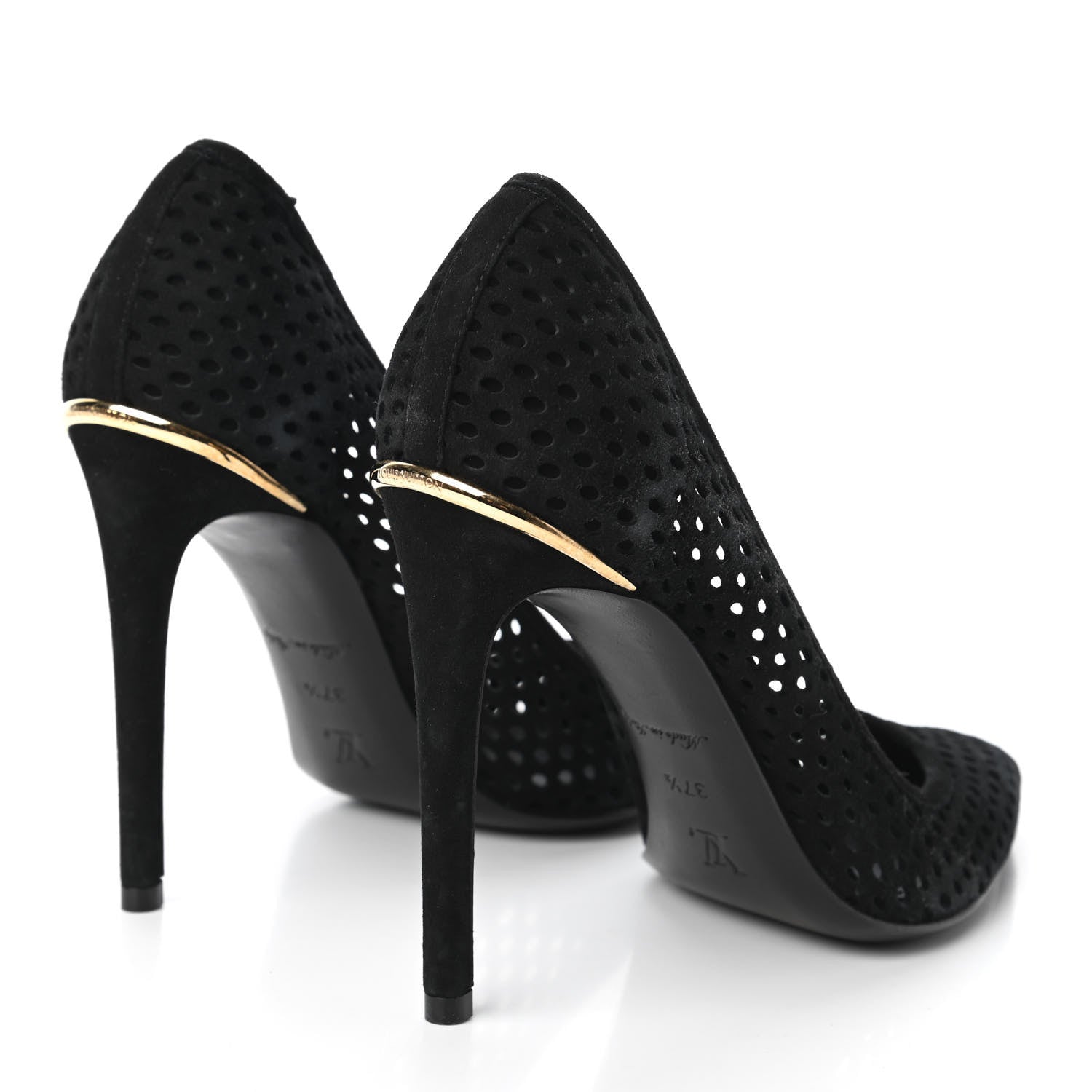Louis Vuitton Suede Perforated Eyeline Pumps 37.5 Black 4 of 8