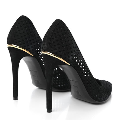 Louis Vuitton Suede Perforated Eyeline Pumps 37.5 Black 4 of 8
