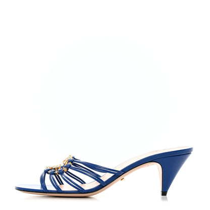 Gucci Malaga Kid Crystal GG Isa Ankle Strap 55mm Sandals 39.5 Blue 1 of 10