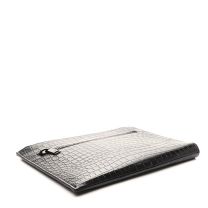 Saint Laurent Calfskin Crocodile Embossed iPad Case Black 4 of 7