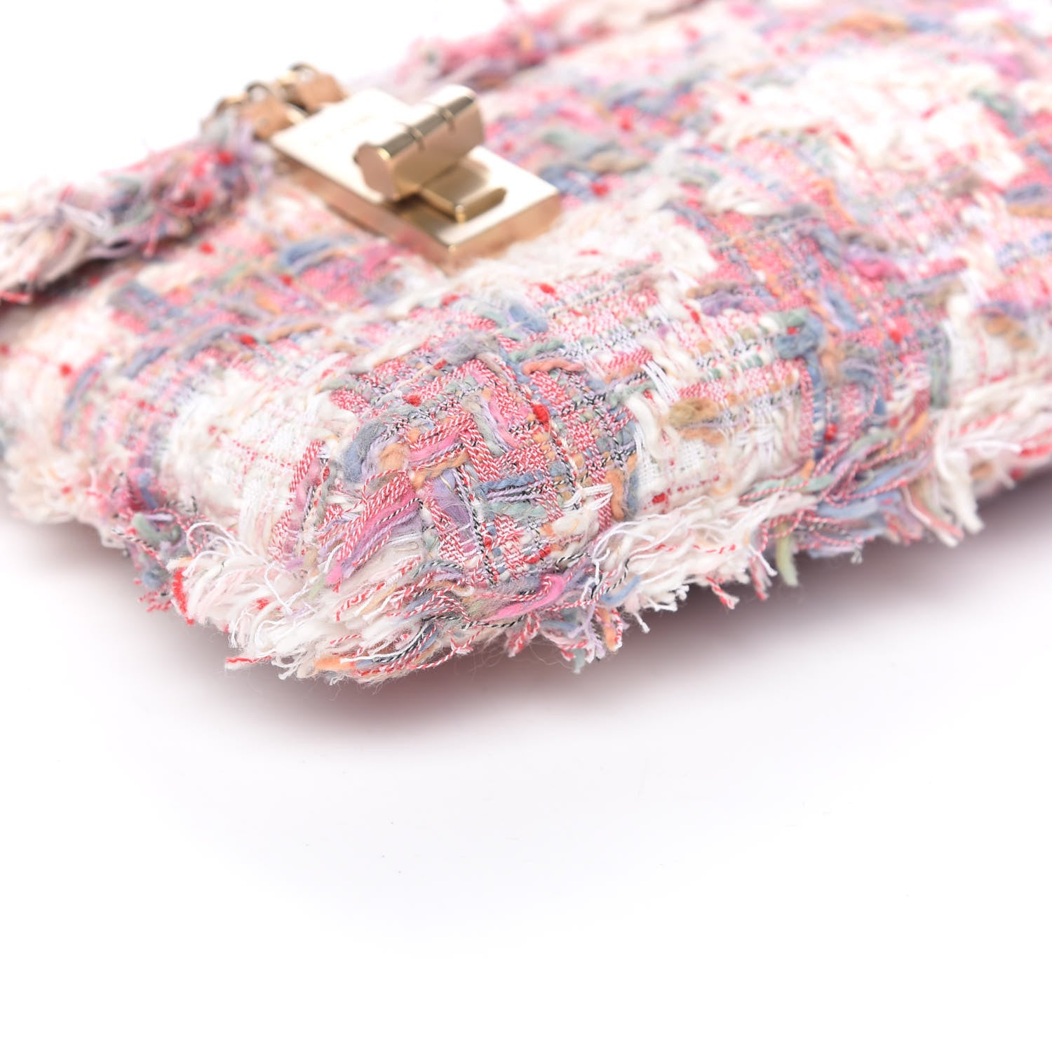 Chanel Tweed Fringe Chain Clutch Multicolor 8 of 9