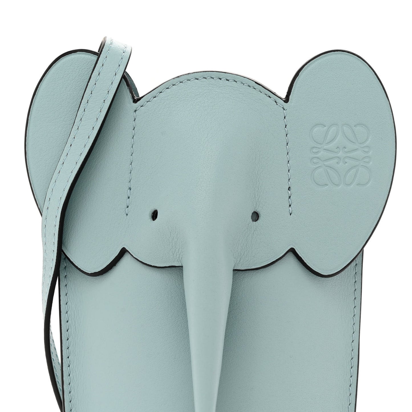 Calfskin Elephant Pouch Crossbody Bag Dusty Blue