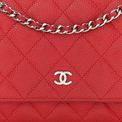 Chanel Caviar Quilted Wallet On Chain WOC Red 9 of 16