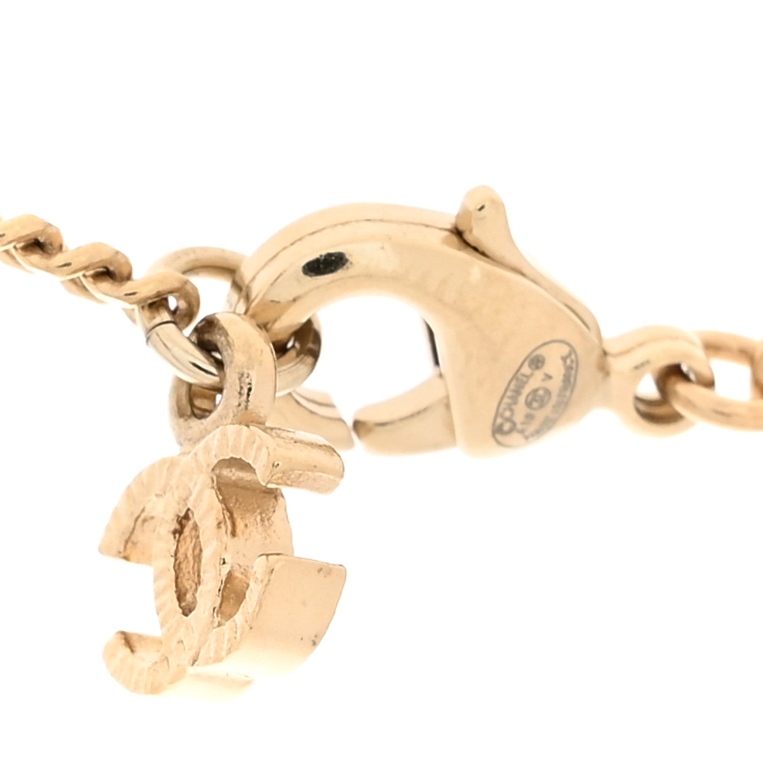 Chanel Crystal CC Pendant Necklace Gold 4 of 6