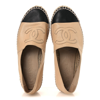 Chanel Lambskin CC Espadrilles 37 Beige Black 2 of 15