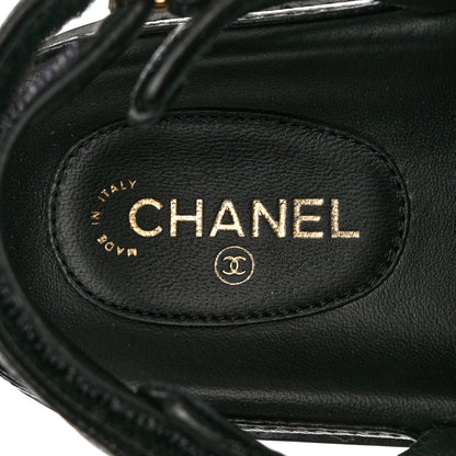 Chanel Grained Calfskin Velcro Dad Sandals 36 Black 7 of 9