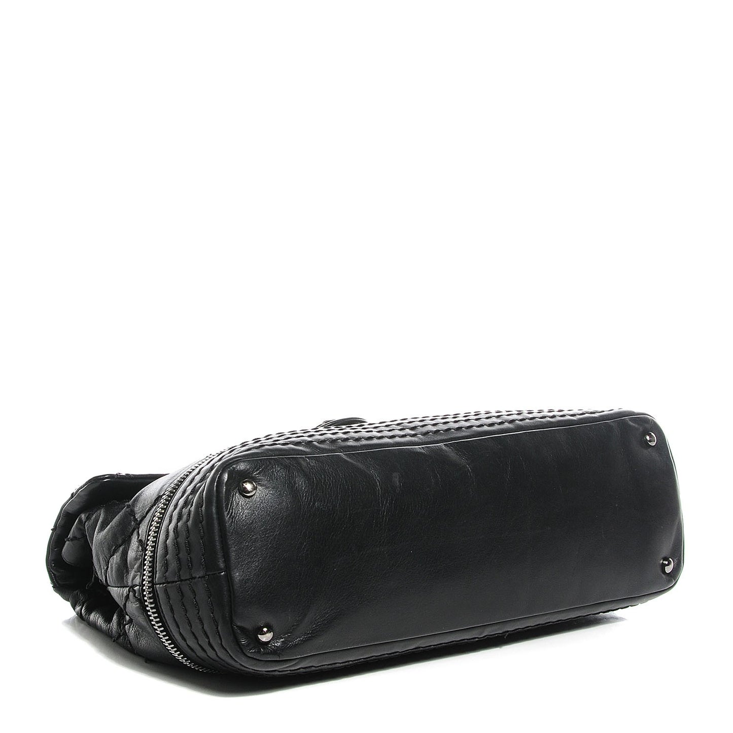 Calfskin Large Expandable Flap Bag Black