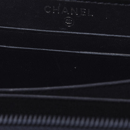Chanel Lambskin Quilted Small Boy Zip Around Wallet Navy 10 of 13