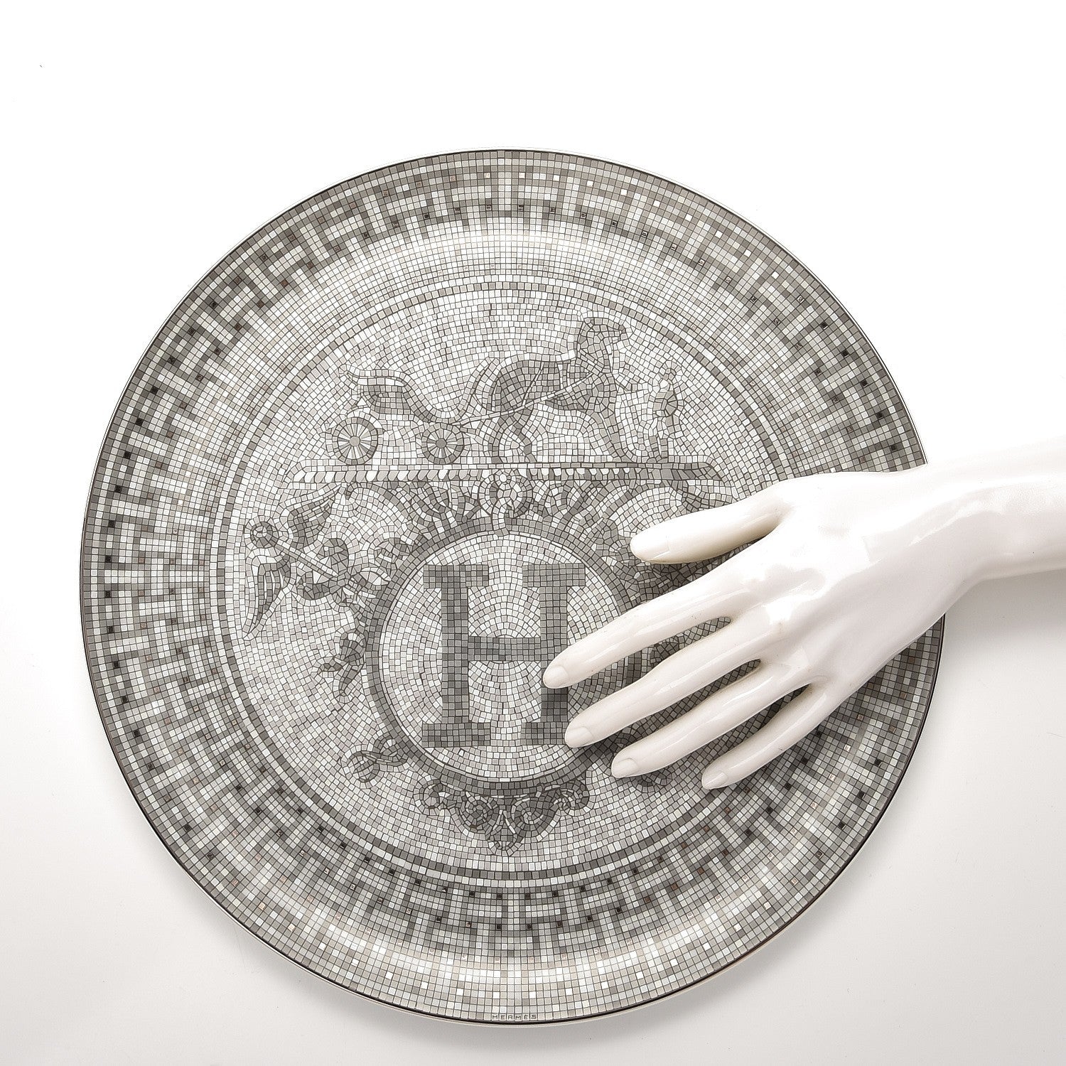 Hermes Porcelain Mosaique au 24 Platine Tart Platter 2 of 6