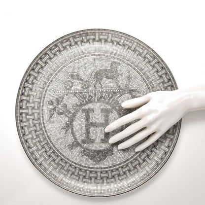 Hermes Porcelain Mosaique au 24 Platine Tart Platter 2 of 6