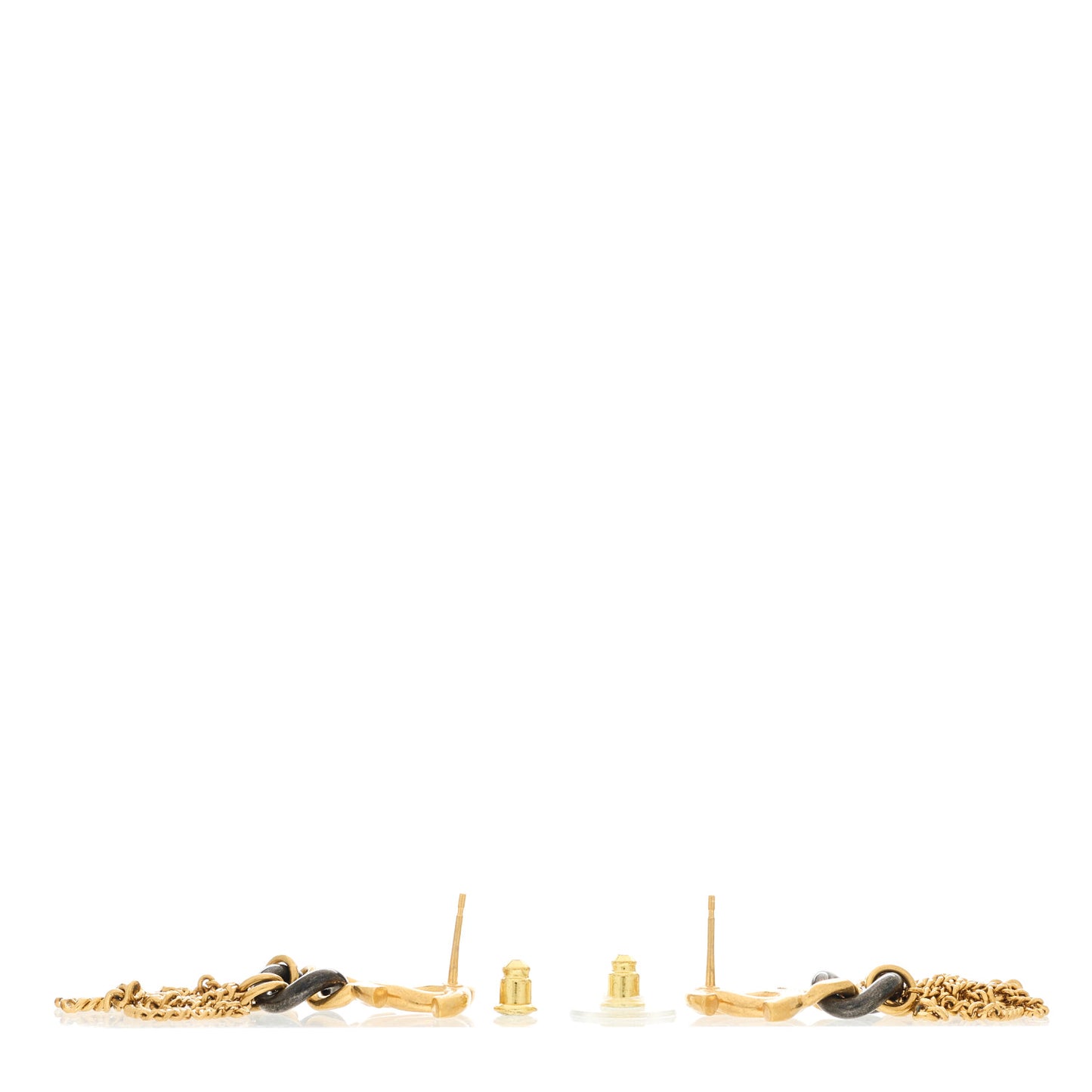 CC Chain Tassel Drop Earrings Gold Black
