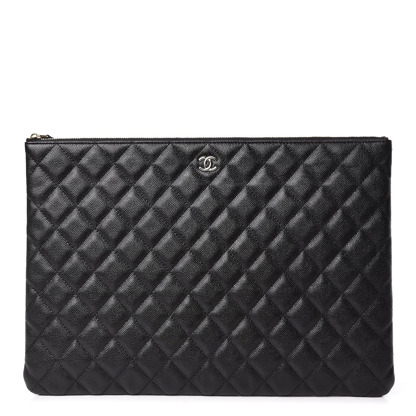 Caviar Quilted Large Cosmetic Case Black