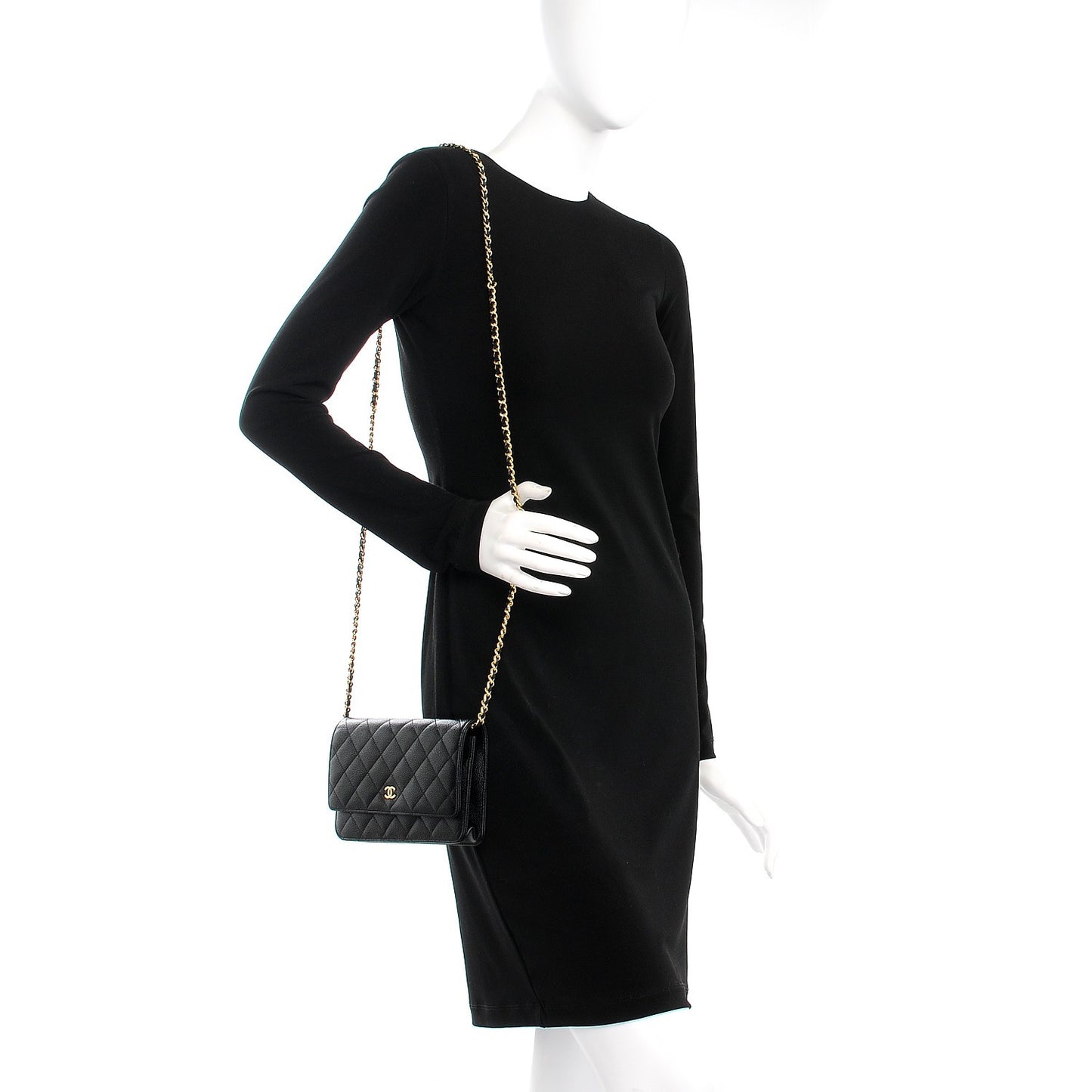 Caviar Quilted Wallet On Chain WOC Black