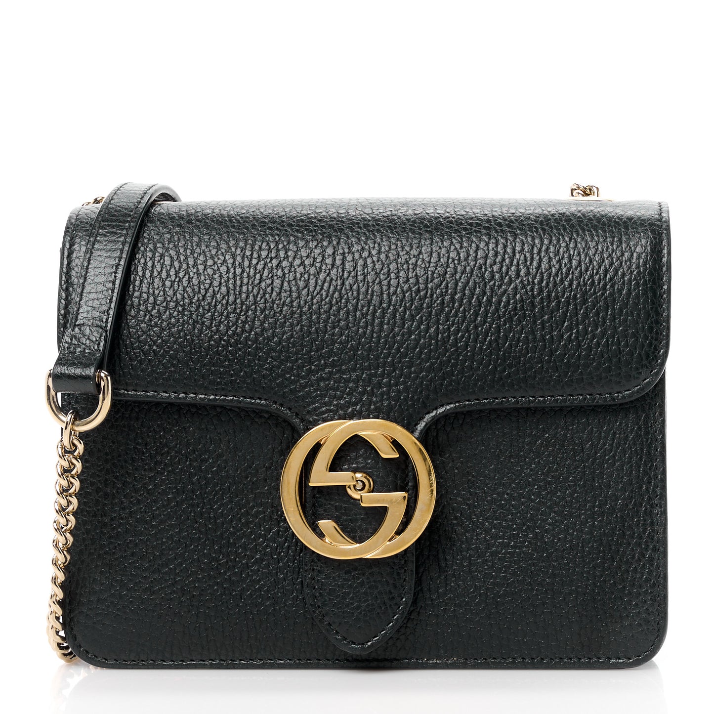 Dollar Calfskin Small Interlocking G Shoulder Bag Black