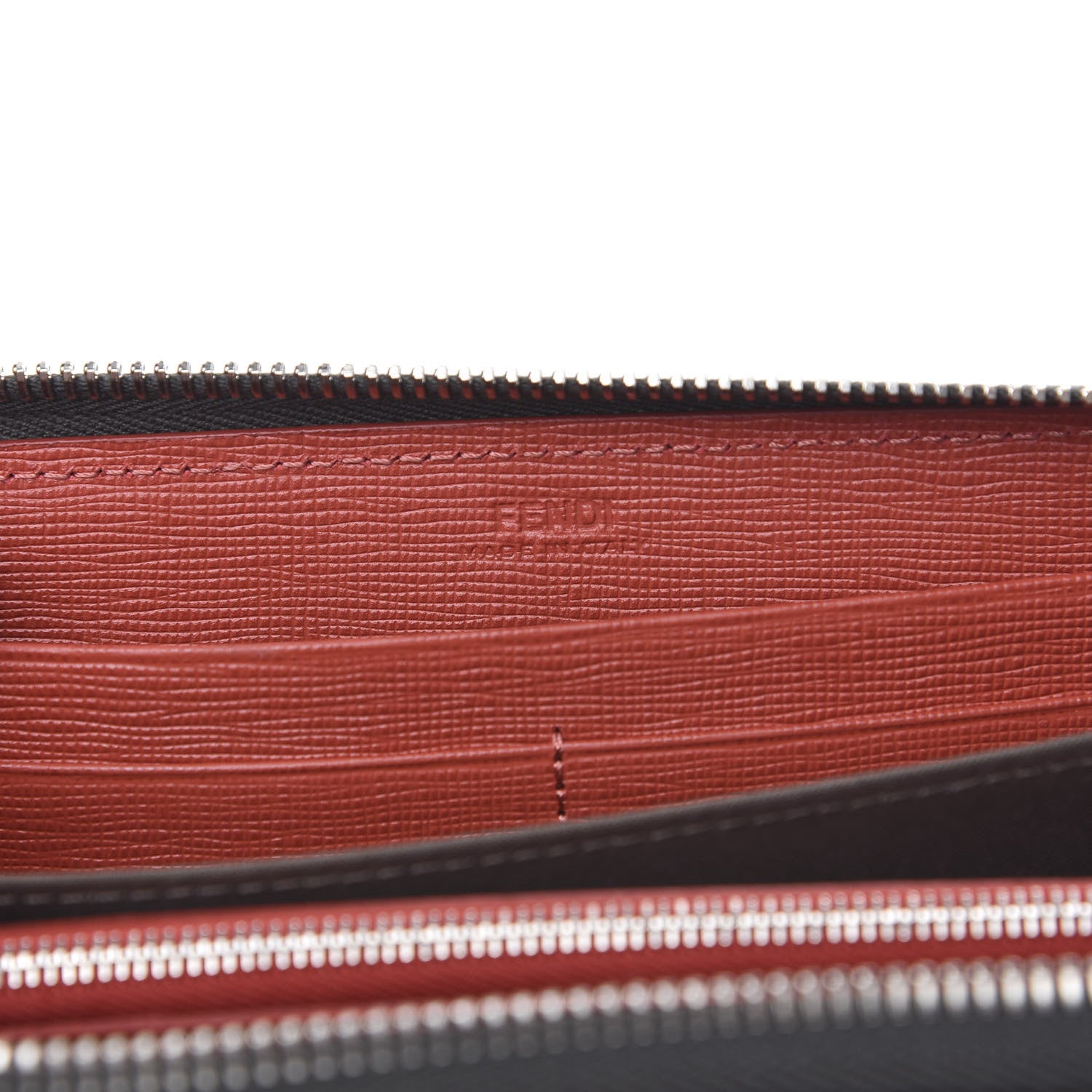 Fendi Vitello Elite Monster Eyes Studded Zip Around Wallet Carbone White Multicolor 5 of 9