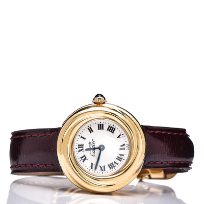 Cartier Sterling Silver Vermeil Calfskin 26mm Must De Cartier Quartz Watch Burgundy 3 of 14